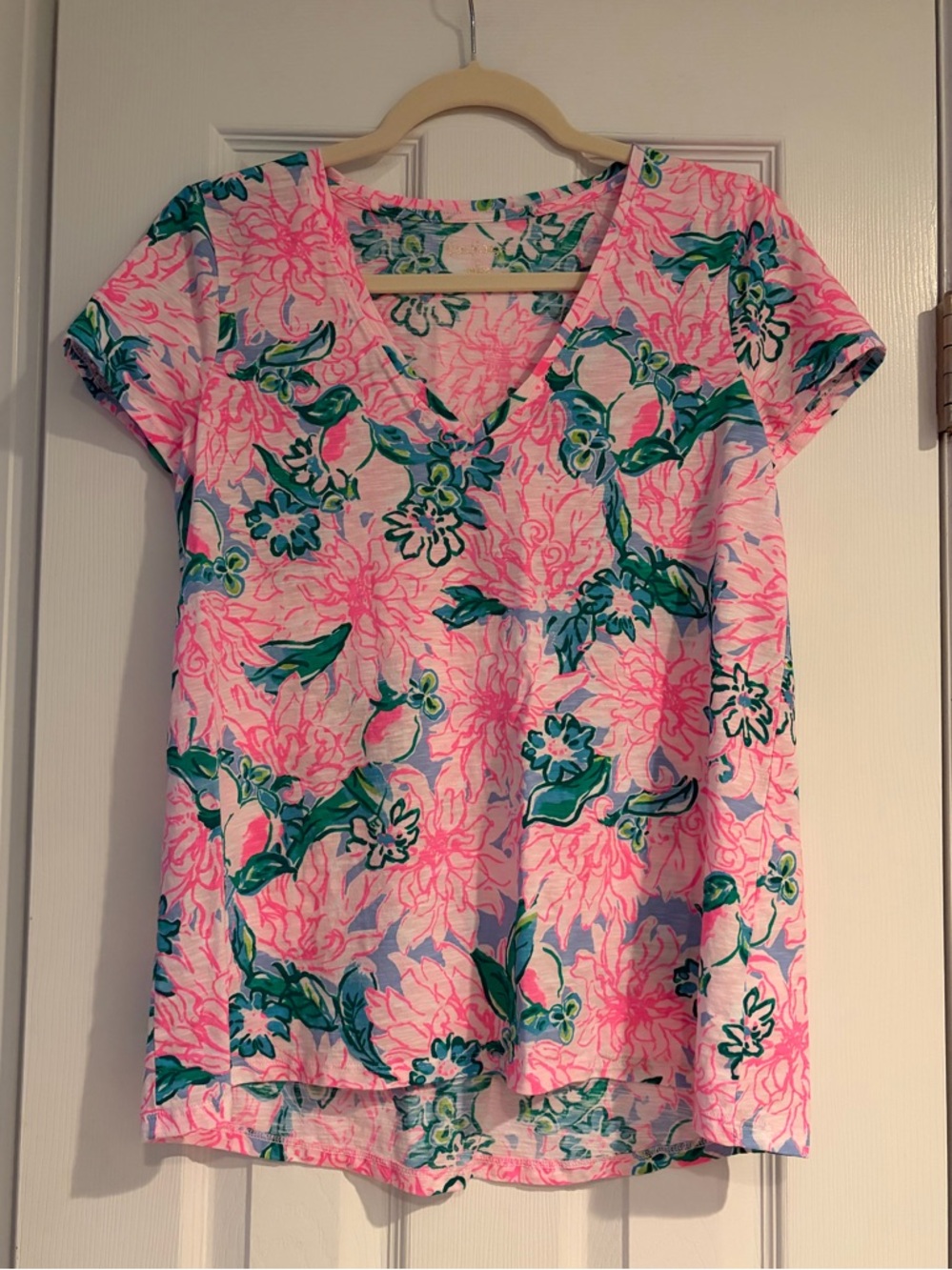 Lilly Pulitzer Etta V-neck Pink Blossom “Try Your Zest”